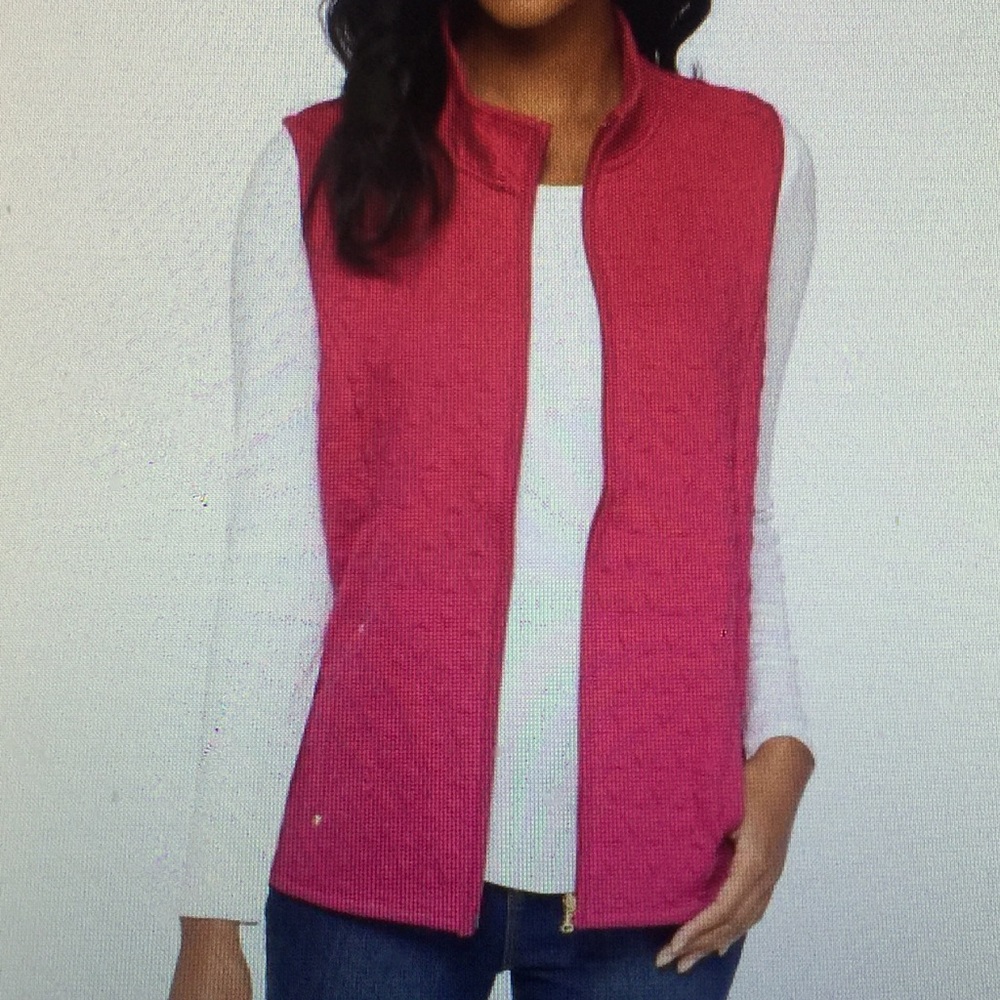 NWT Kim Rogers ZIP Front Jacquard Vest